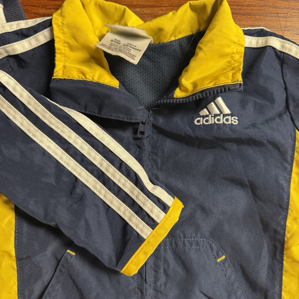 Adidas Infant Jacket Size 6/9 Months Blue Yellow Lightweight